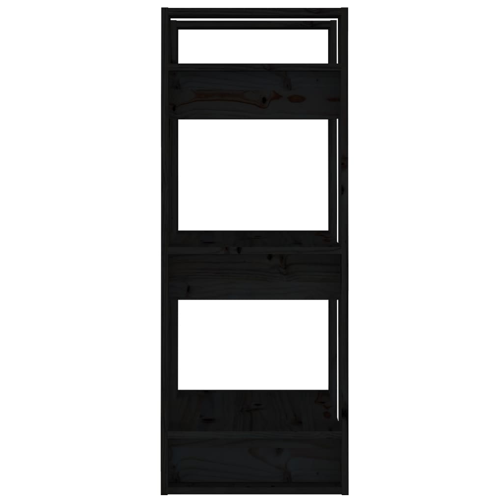 Bibliotecă/Separator cameră, negru, 41x35x91 cm, lemn masiv pin Lando - Lando