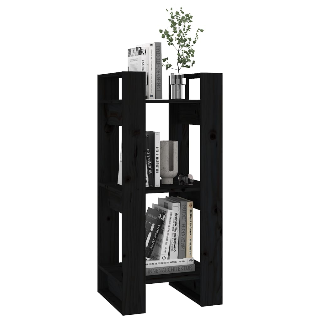 Bibliotecă/Separator cameră, negru, 41x35x91 cm, lemn masiv pin Lando - Lando