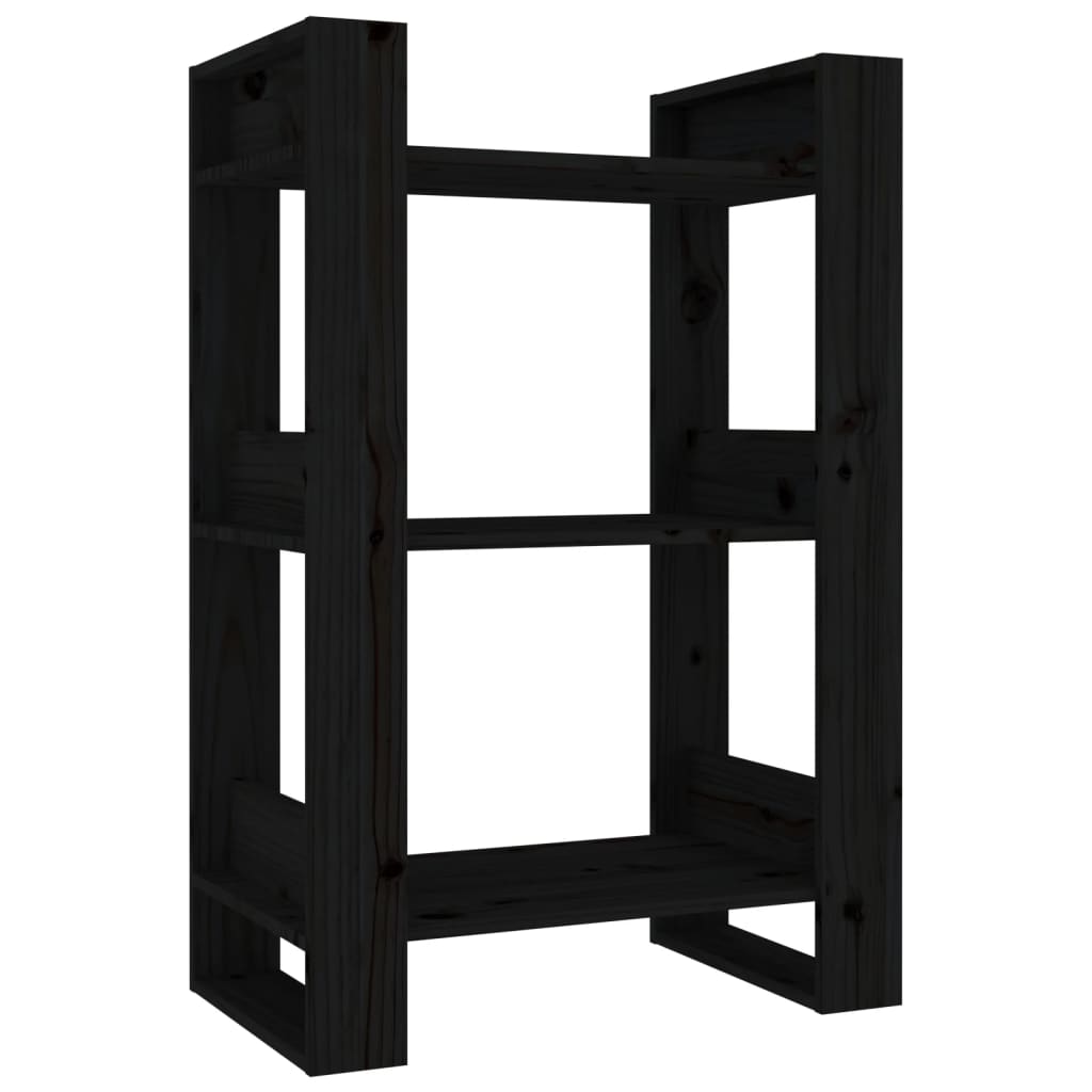 Bibliotecă/Separator cameră,negru, 60x35x91 cm, lemn masiv pin Lando - Lando