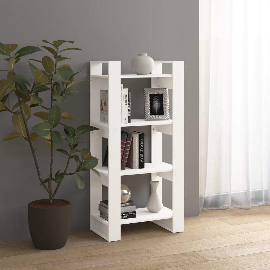 Bibliotecă/Separator cameră,alb, 60x35x125 cm, lemn masiv pin Lando - Lando