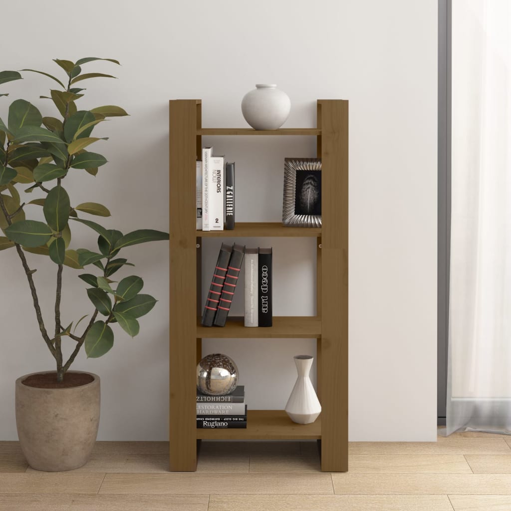 Bibliotecă/Separator cameră maro miere 60x35x125 cm lemn masiv Lando - Lando