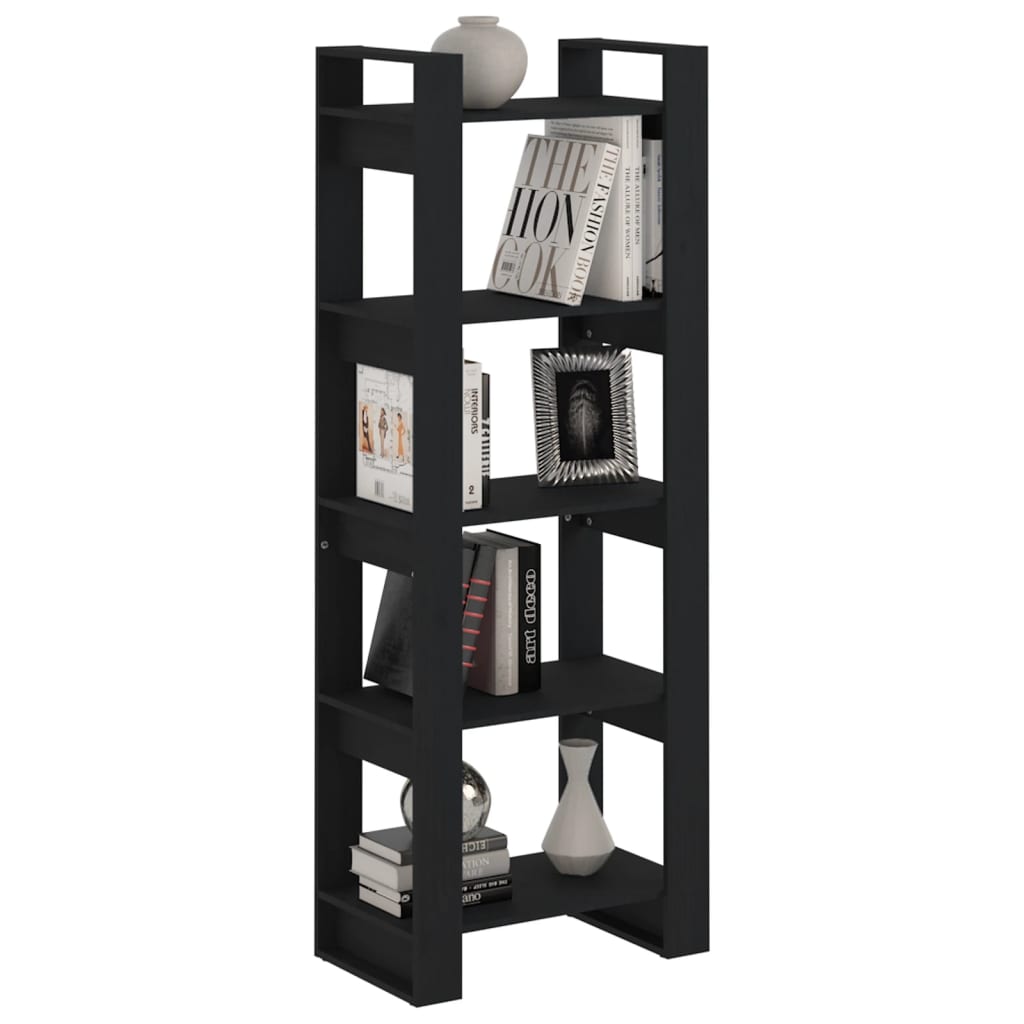 Bibliotecă/Separator cameră, negru, 60x35x160 cm, lemn masiv Lando - Lando