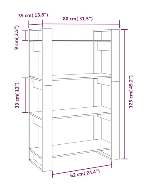 Încărcați imaginea în vizualizatorul Galerie, Bibliotecă/Separator cameră, gri, 80x35x125 cm, lemn masiv pin Lando - Lando
