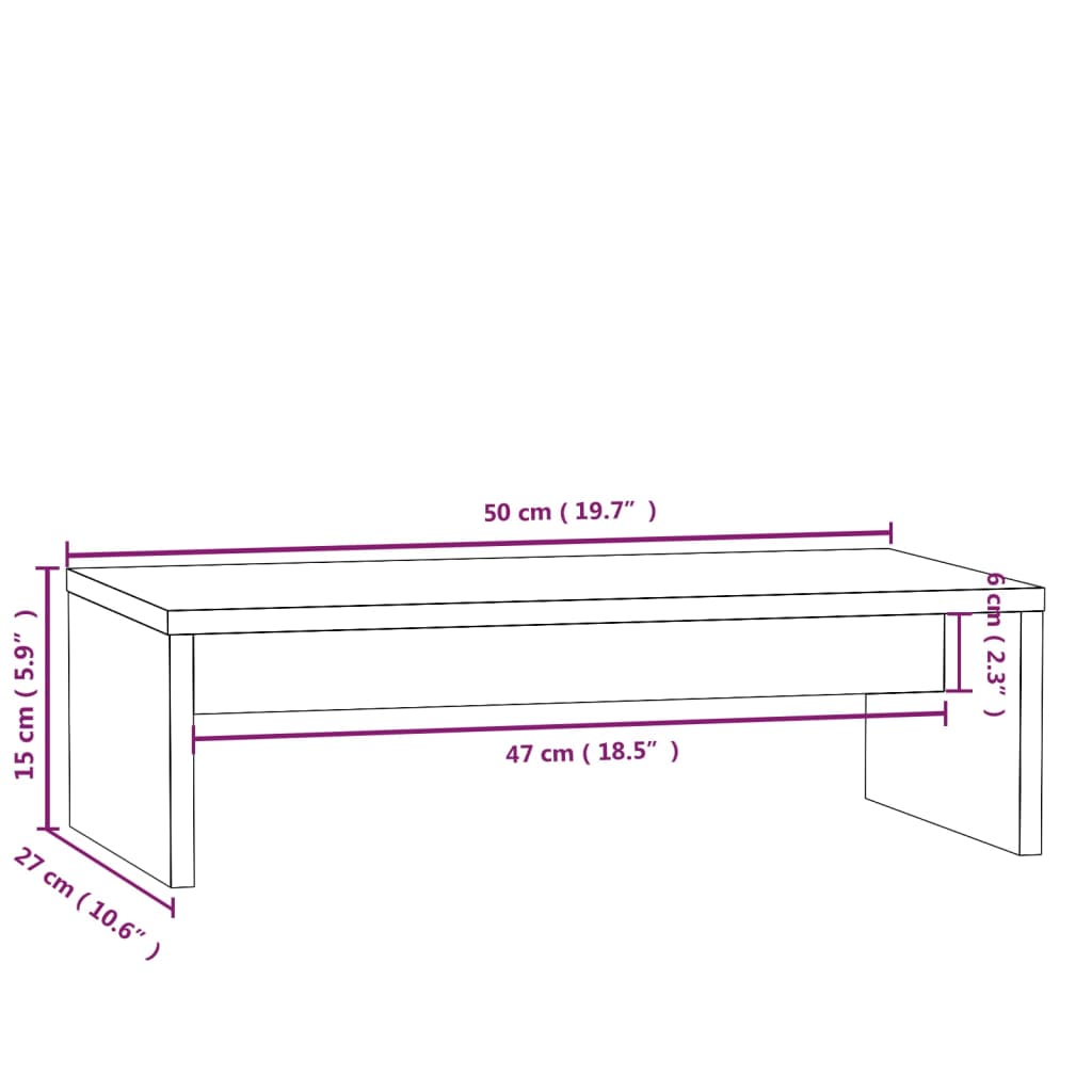 Stand pentru monitor, 50x27x15 cm, lemn masiv de pin Lando - Lando