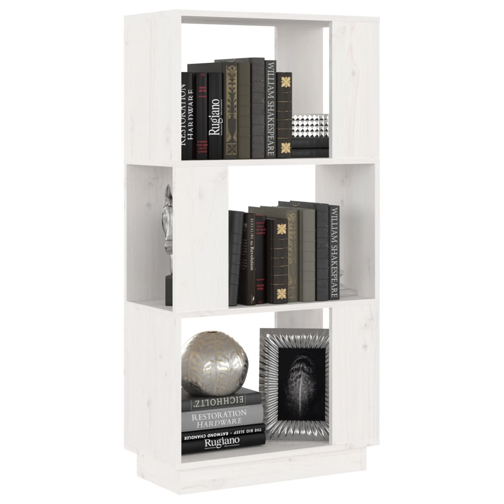 Bibliotecă/Separator cameră, alb, 51x25x101 cm lemn masiv pin Lando - Lando