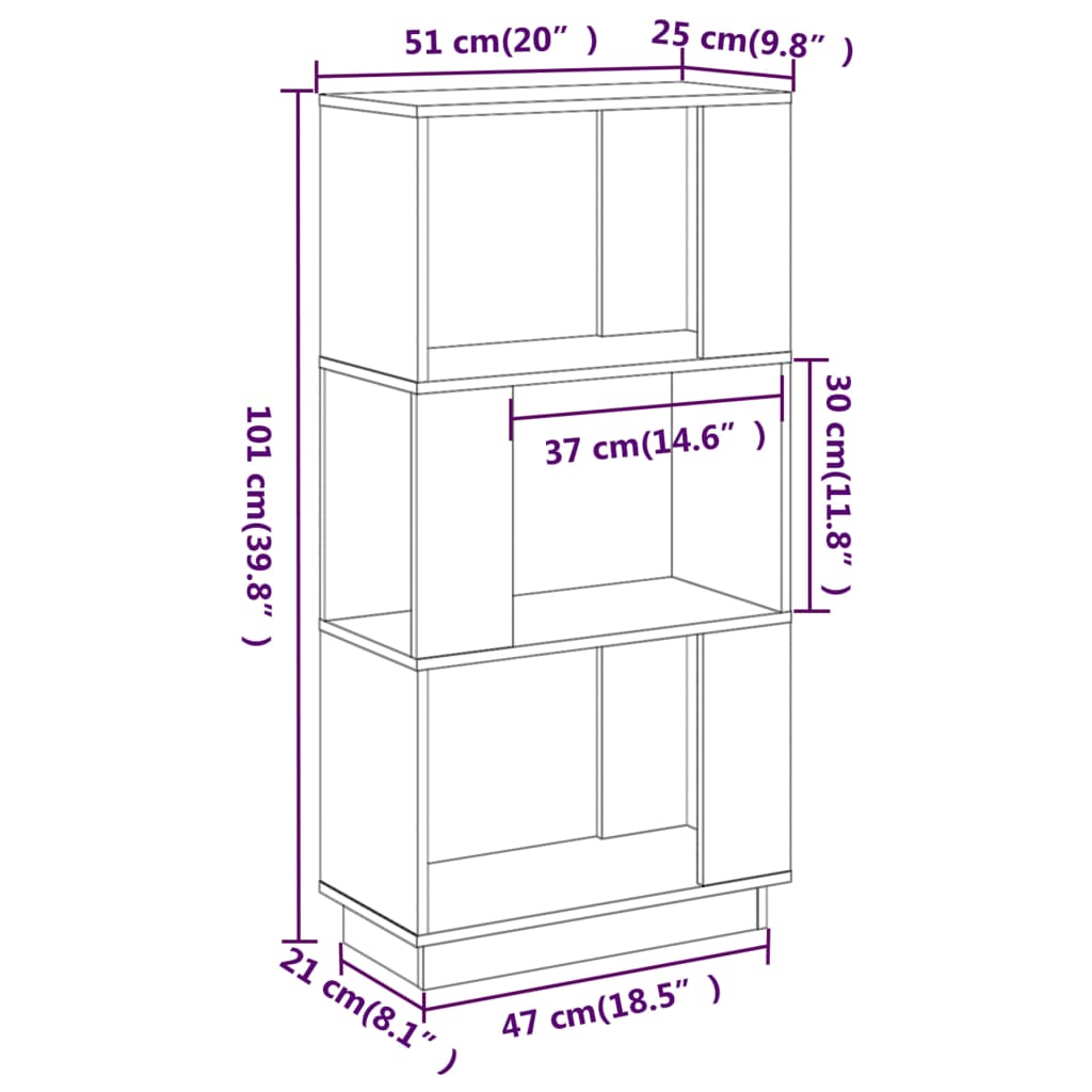 Bibliotecă/Separator cameră maro miere 51x25x101 cm lemn pin Lando - Lando