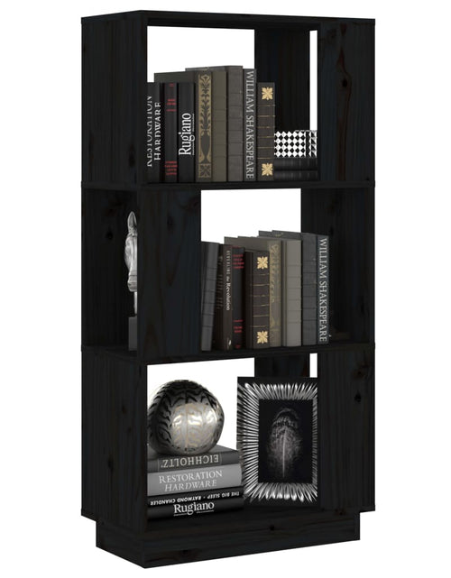 Încărcați imaginea în vizualizatorul Galerie, Bibliotecă/Separator cameră, negru, 51x25x101 cm lemn masiv pin Lando - Lando
