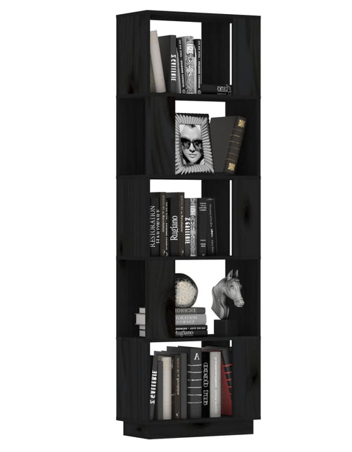 Загрузите изображение в средство просмотра галереи, Bibliotecă/Separator cameră negru 51x25x163,5 cm lemn masiv pin Lando - Lando

