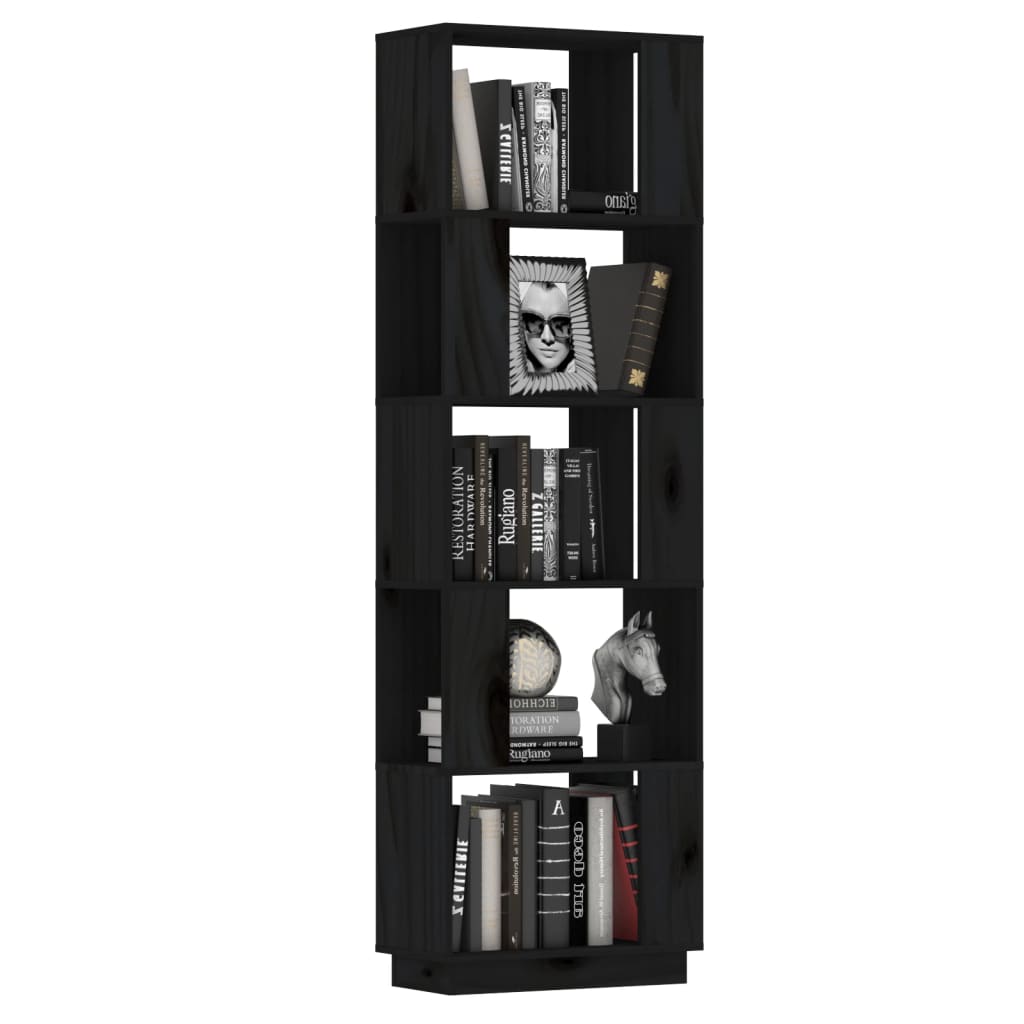 Bibliotecă/Separator cameră negru 51x25x163,5 cm lemn masiv pin Lando - Lando