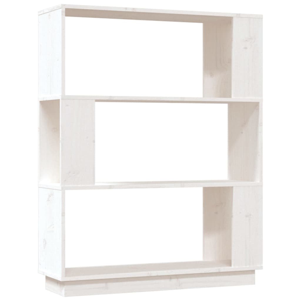 Bibliotecă/Separator cameră, alb, 80x25x101 cm, lemn masiv pin Lando - Lando