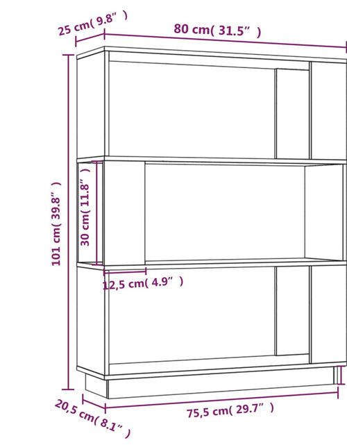 Încărcați imaginea în vizualizatorul Galerie, Bibliotecă/Separator cameră, gri, 80x25x101 cm lemn masiv pin Lando - Lando
