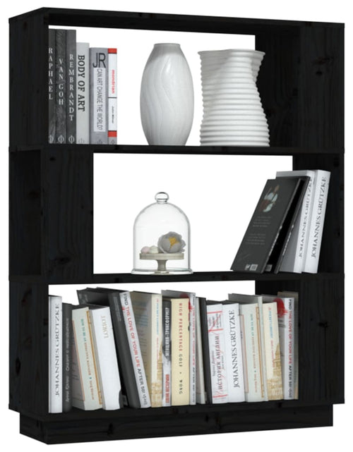 Încărcați imaginea în vizualizatorul Galerie, Bibliotecă/Separator cameră, negru, 80x25x101 cm lemn masiv pin Lando - Lando
