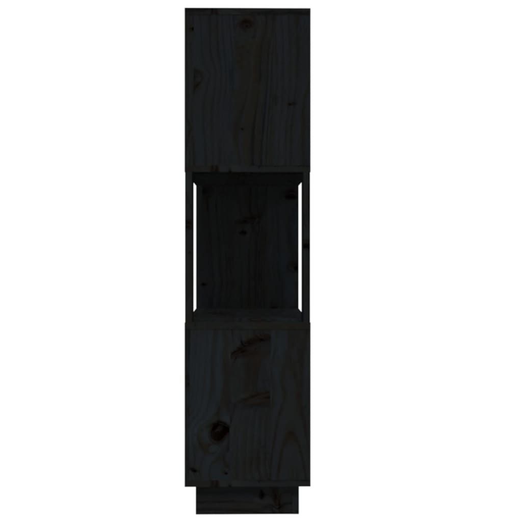 Bibliotecă/Separator cameră, negru, 80x25x101 cm lemn masiv pin Lando - Lando