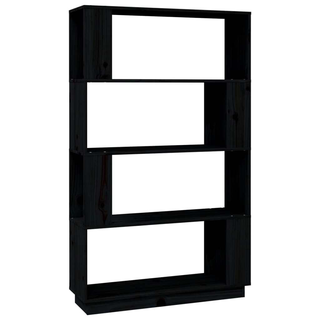 Bibliotecă/Separator cameră, negru, 80x25x132 cm lemn masiv pin Lando - Lando