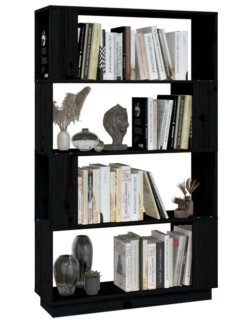 Încărcați imaginea în vizualizatorul Galerie, Bibliotecă/Separator cameră, negru, 80x25x132 cm lemn masiv pin Lando - Lando
