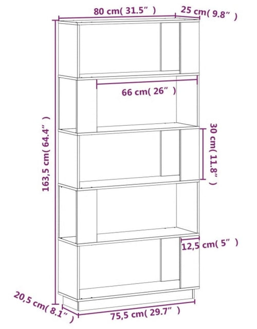 Încărcați imaginea în vizualizatorul Galerie, Bibliotecă/Separator cameră, 80x25x132 cm lemn masiv pin Lando - Lando
