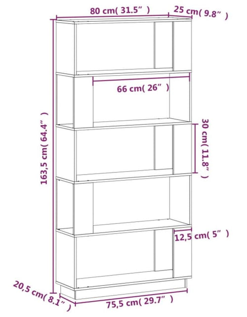 Încărcați imaginea în vizualizatorul Galerie, Bibliotecă/Separator cameră, gri, 80x25x163,5 cm lemn masiv pin Lando - Lando
