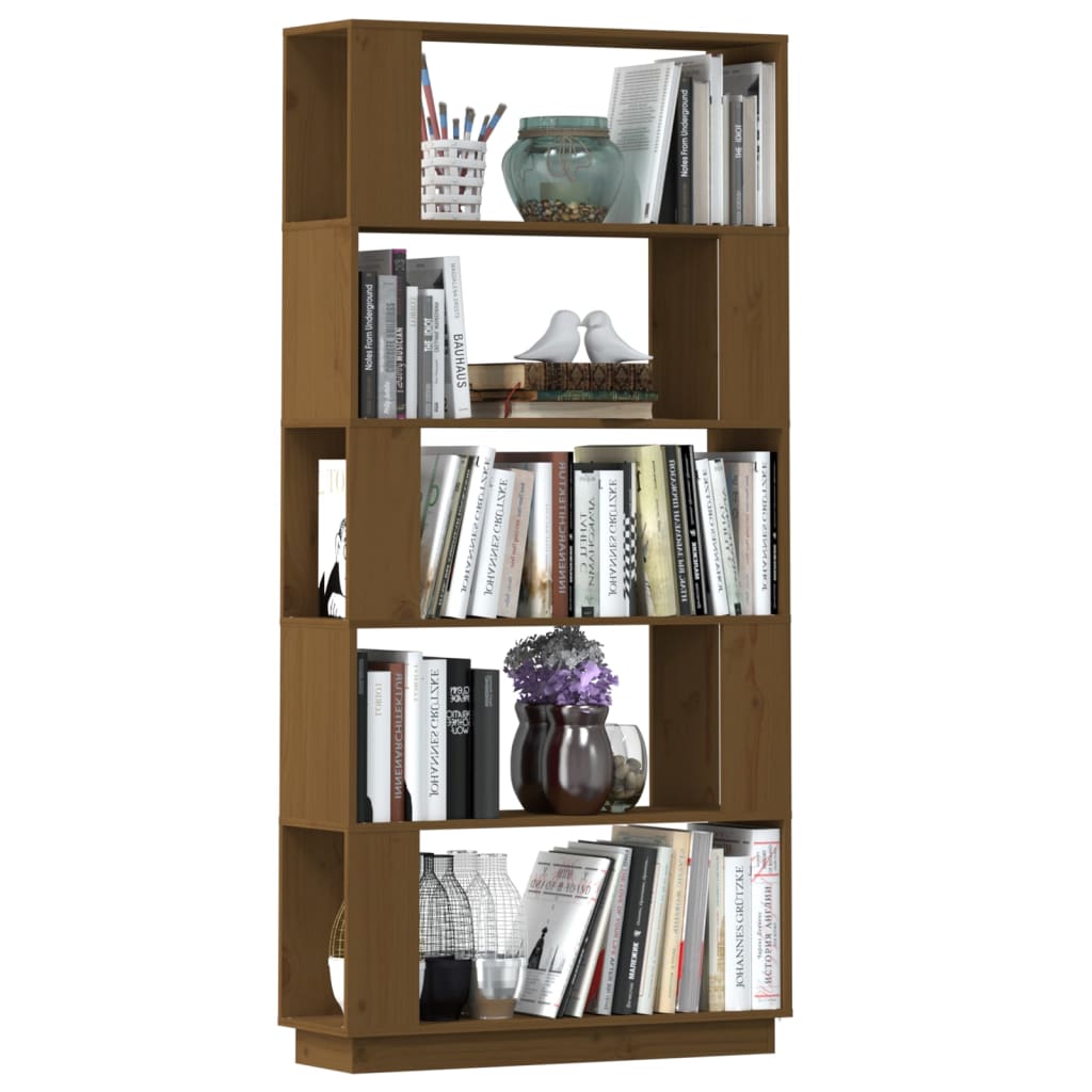 Bibliotecă/Separator cameră maro miere, 80x25x163,5 cm lemn pin Lando - Lando
