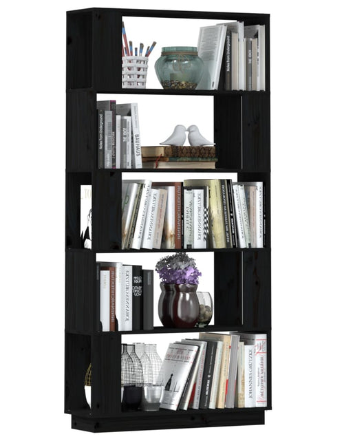 Încărcați imaginea în vizualizatorul Galerie, Bibliotecă/Separator cameră negru 80x25x163,5 cm lemn masiv pin Lando - Lando
