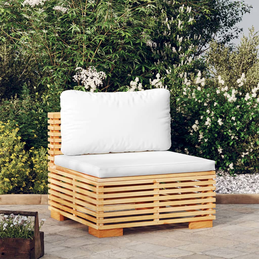 Canapea de mijloc pentru grădină cu perne crem, lemn masiv pin - Lando