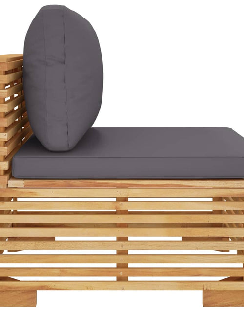 Încărcați imaginea în vizualizatorul Galerie, Canapea de mijloc de grădină cu perne gri închis lemn masiv tec - Lando
