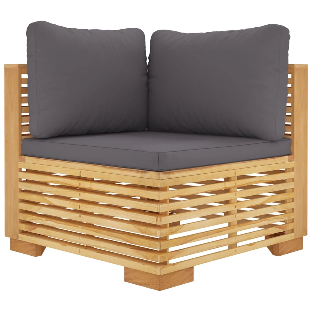 Canapea de colț de grădină cu perne gri închis lemn masiv tec - Lando