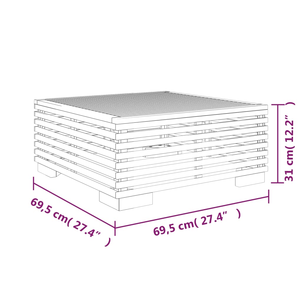 Măsuță de cafea de grădină, 69,5x69,5x31 cm, lemn masiv de tec - Lando