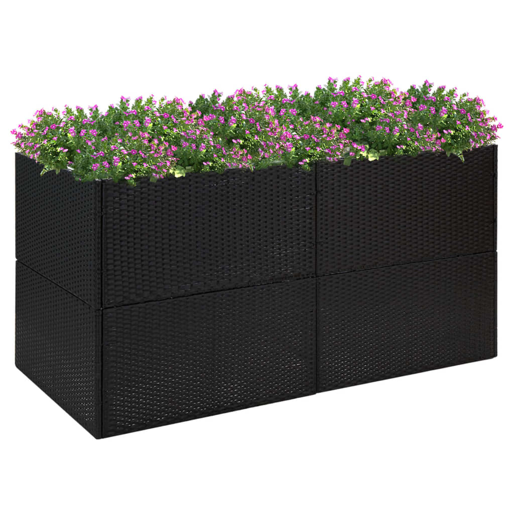 Lando-Jardinieră de grădină, negru, 157x80x80 cm, poliratan- mobila