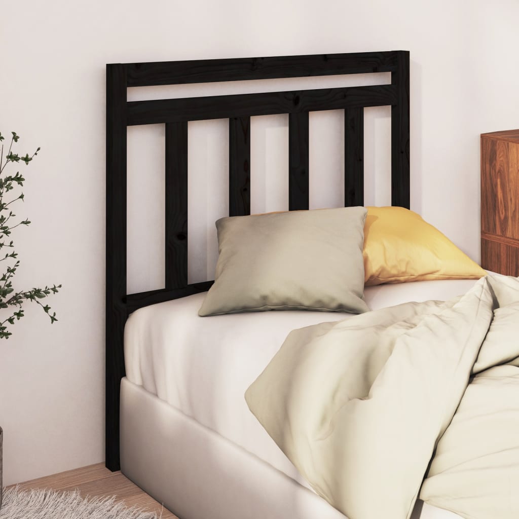 Tăblie de pat, negru, 106x4x100 cm, lemn masiv de pin - Lando