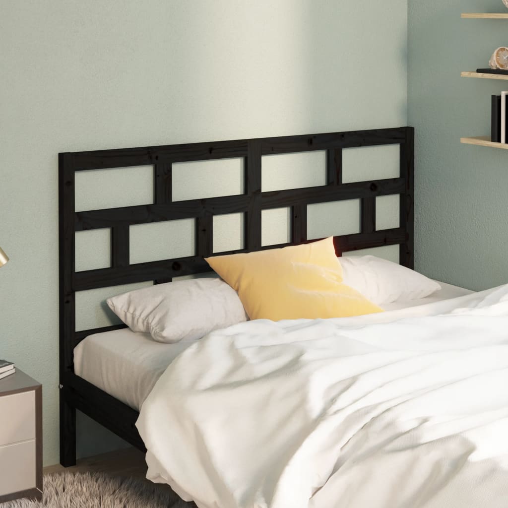 Tăblie de pat, negru, 141x4x100 cm, lemn masiv de pin - Lando