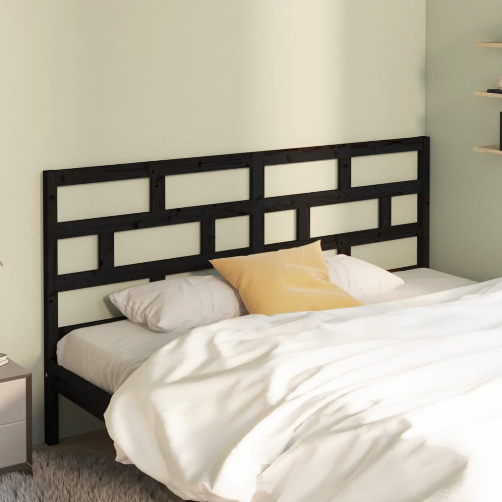 Tăblie de pat, negru, 186x4x100 cm, lemn masiv de pin - Lando