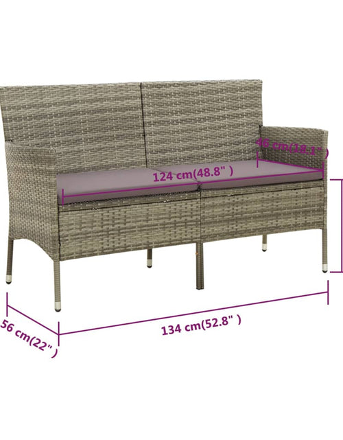 Загрузите изображение в средство просмотра галереи, Canapea de grădină cu perne, cu 3 locuri, gri, poliratan - Lando
