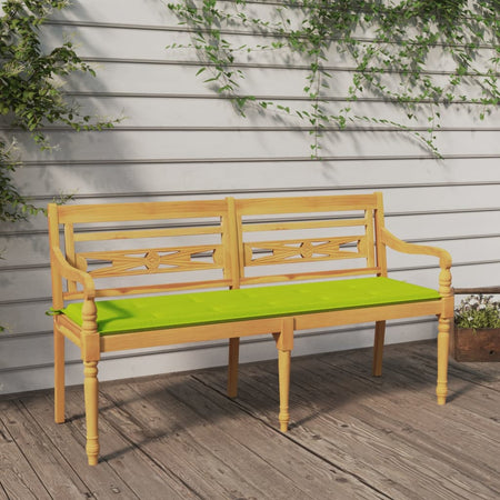 Bancă Batavia cu pernă verde aprins, 150 cm, lemn masiv tec - Lando