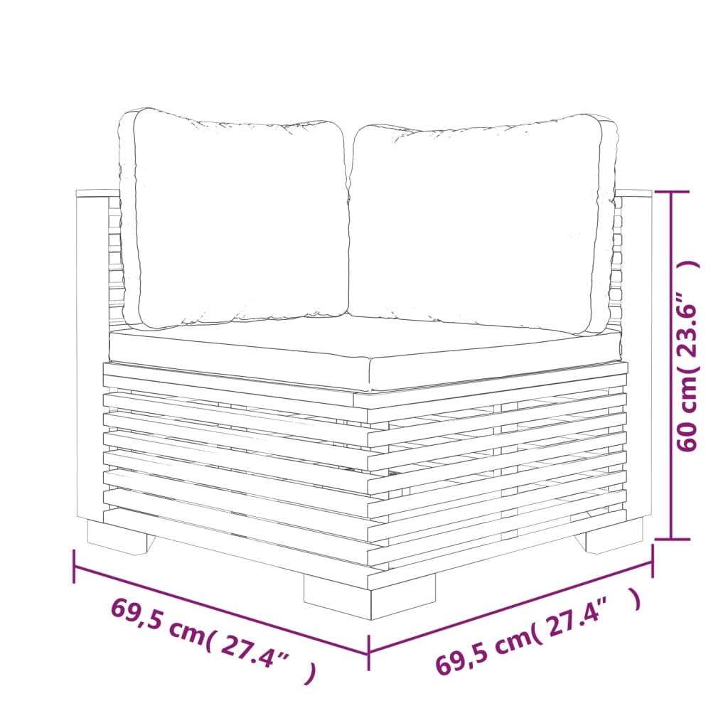 Set mobilier grădină cu perne, 4 piese, lemn masiv de tec - Lando