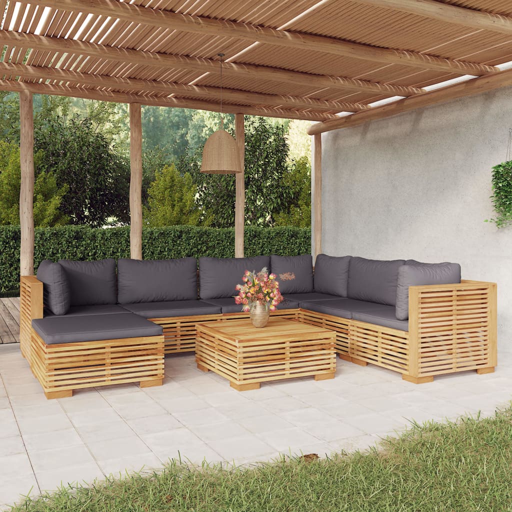 Set mobilier grădină cu perne, 8 piese, lemn masiv de tec - Lando