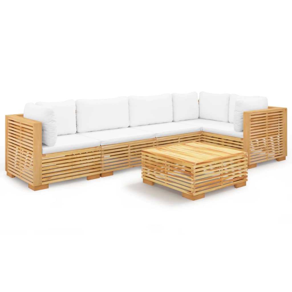 Set mobilier grădină cu perne, 6 piese, lemn masiv de tec - Lando