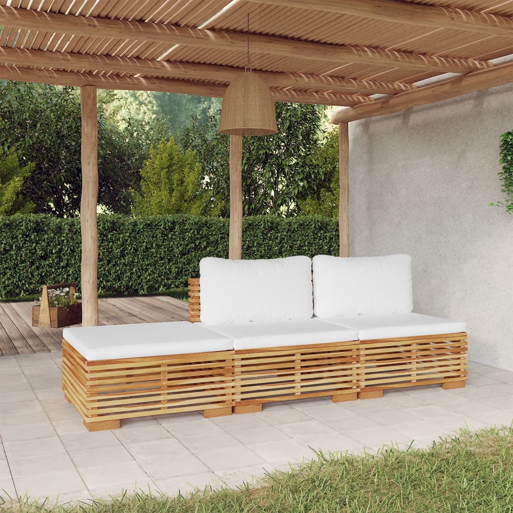 Set mobilier grădină cu perne, 3 piese, lemn masiv de tec - Lando