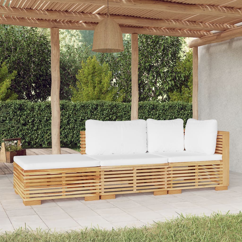 Set mobilier grădină cu perne, 3 piese, lemn masiv de tec - Lando