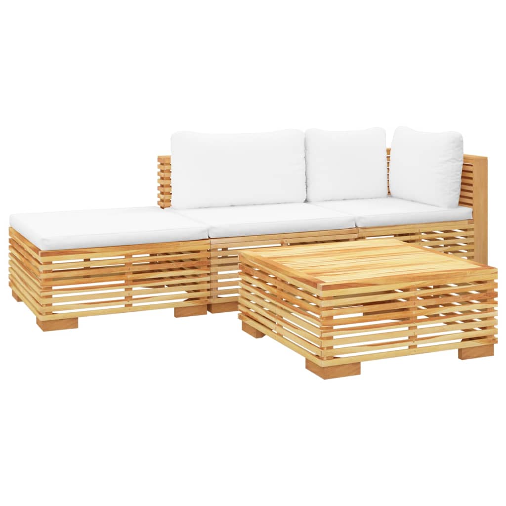 Set mobilier grădină cu perne, 4 piese, lemn masiv de tec - Lando