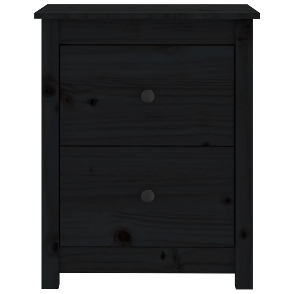 Dulap noptieră, negru, 50x35x61,5 cm, lemn masiv de pin - Lando
