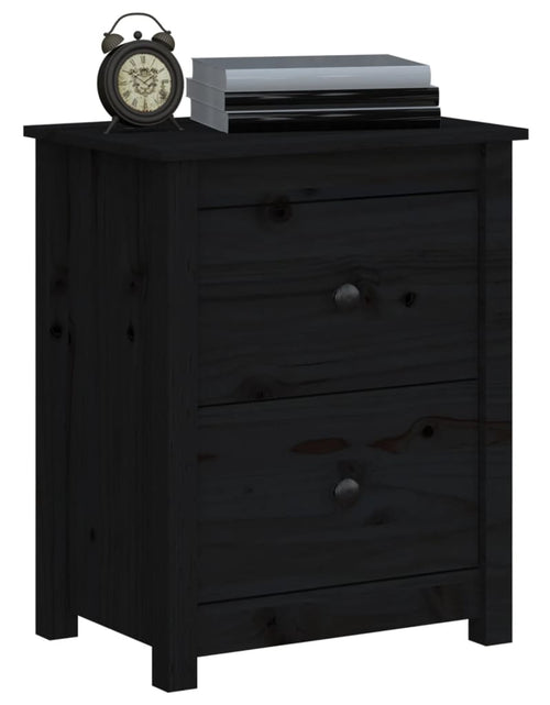 Загрузите изображение в средство просмотра галереи, Dulap noptieră, negru, 50x35x61,5 cm, lemn masiv de pin - Lando
