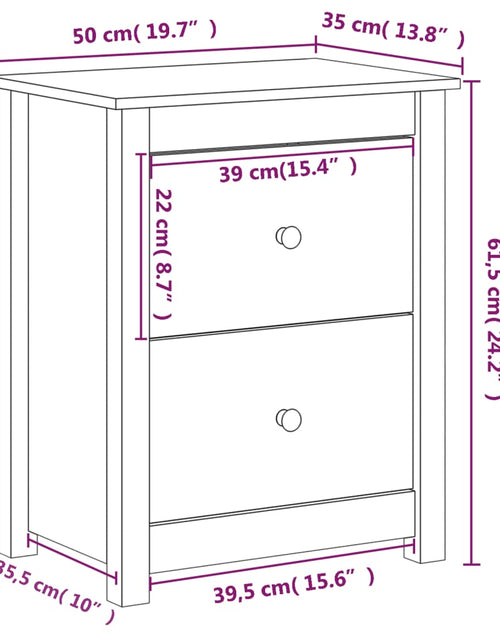 Încărcați imaginea în vizualizatorul Galerie, Noptiere, 2 buc., negru, 50x35x61,5 cm, lemn masiv de pin - Lando
