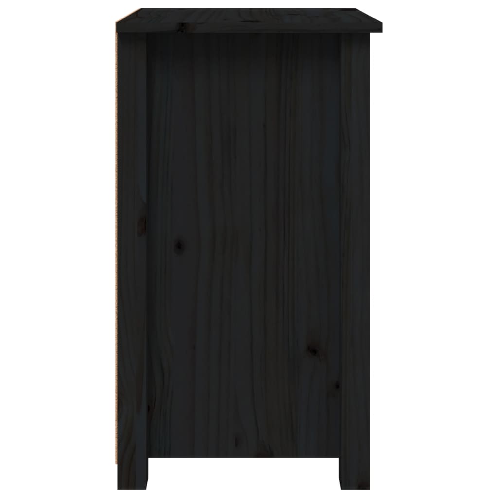 Noptieră, negru, 40x35x61,5 cm, lemn masiv de pin - Lando