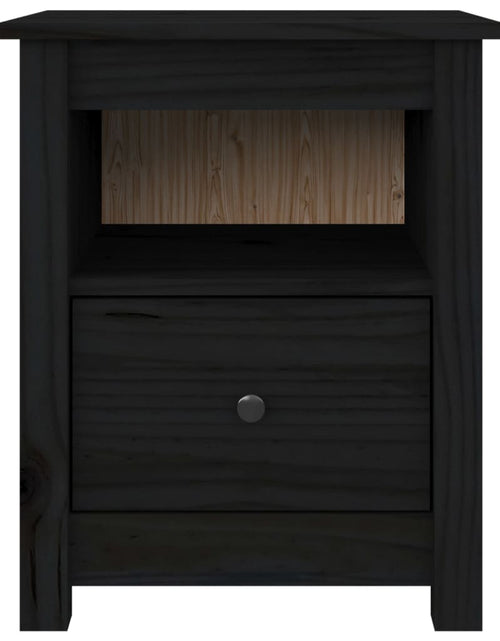Загрузите изображение в средство просмотра галереи, Noptiere, 2 buc., negru, 40x35x49 cm, lemn masiv de pin - Lando
