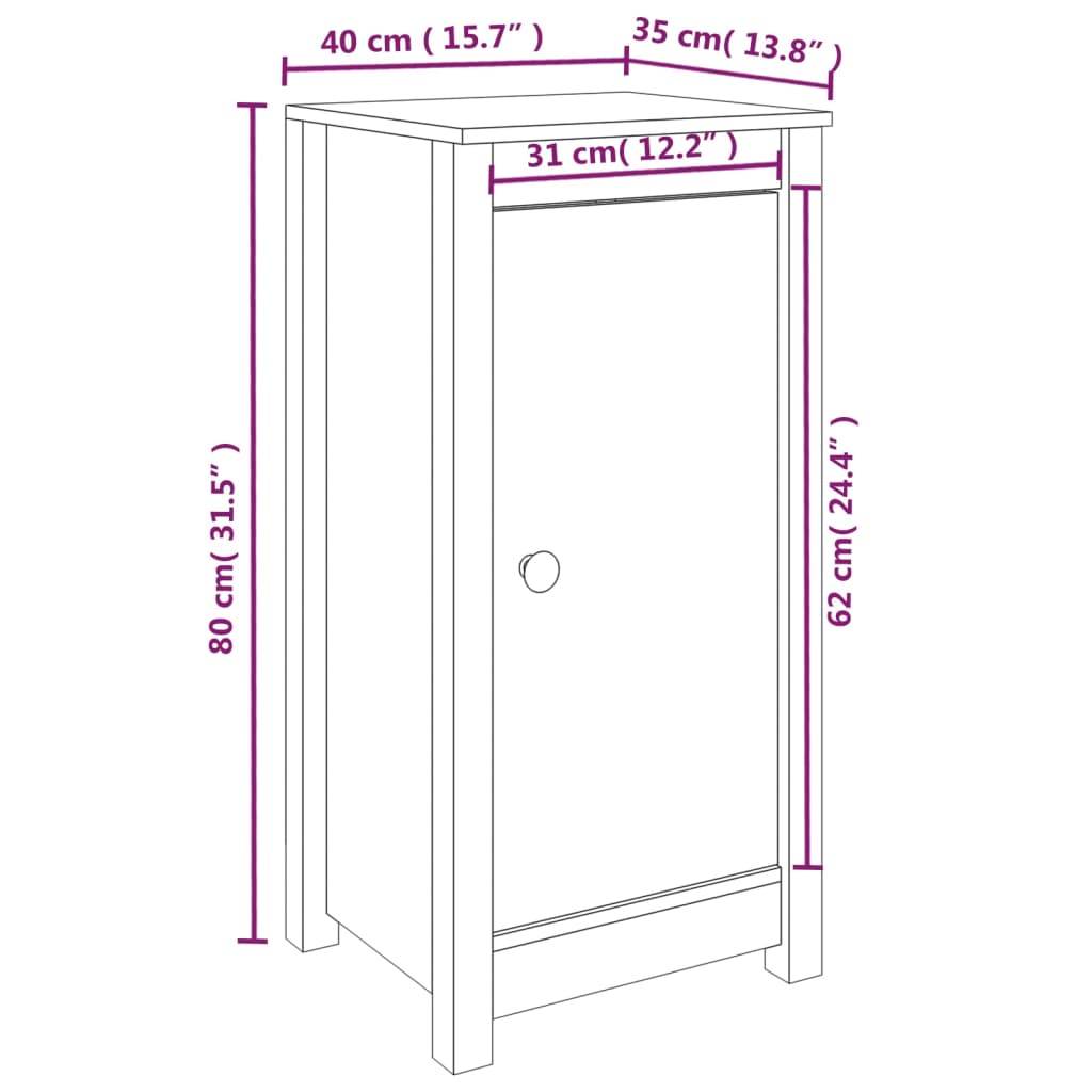 Servante, 2 buc., alb, 40x35x80 cm, lemn masiv de pin - Lando