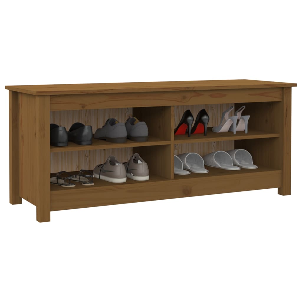 Bancă pentru pantofi, maro miere, 110x38x45,5 cm lemn masiv pin Lando - Lando