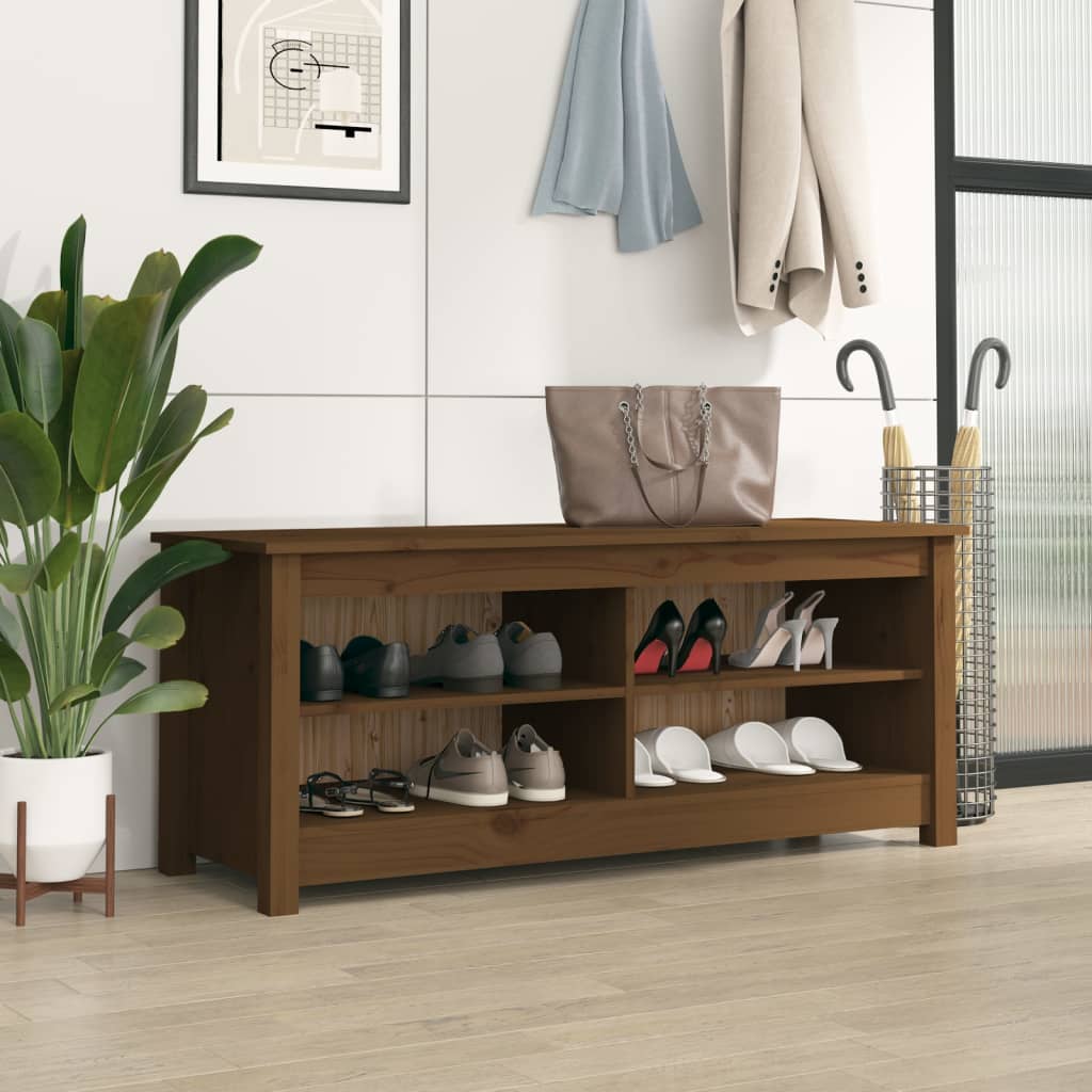 Bancă pentru pantofi, maro miere, 110x38x45,5 cm lemn masiv pin Lando - Lando