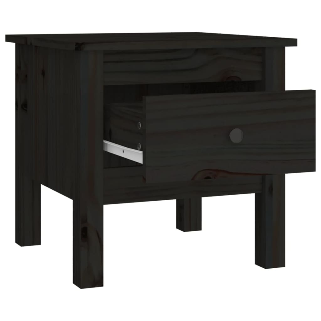 Masă laterală, negru, 40x40x39 cm, lemn masiv de pin Lando - Lando