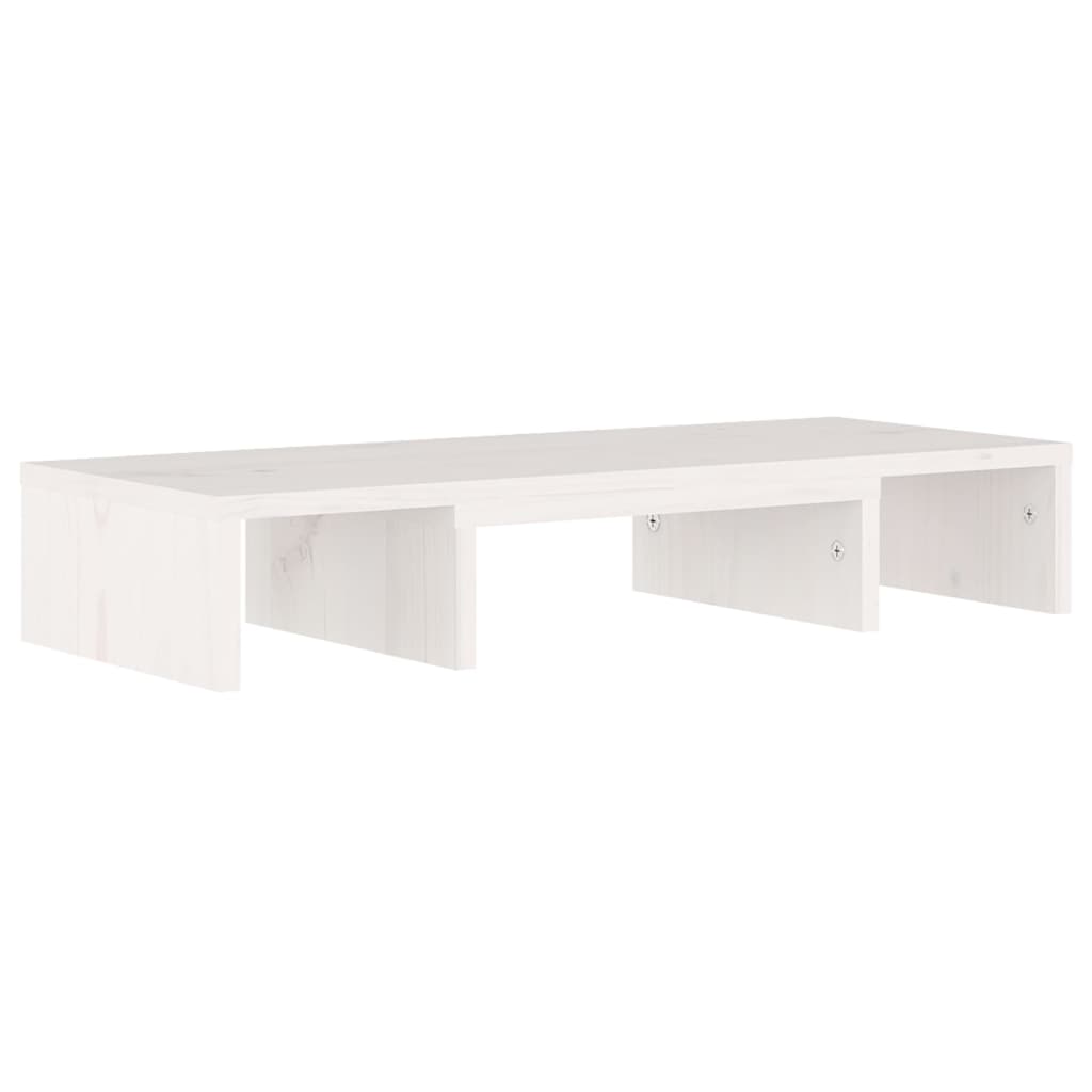 Stand pentru monitor, alb, 60x24x10,5 cm, lemn masiv de pin - Lando