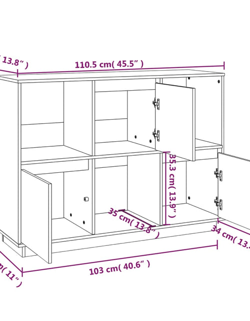 Загрузите изображение в средство просмотра галереи, Servantă, gri, 110,5x35x80 cm, lemn masiv de pin Lando - Lando
